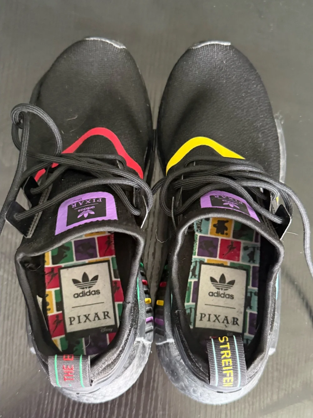 adidas Men’s Black Sneakers with Yellow, Teal & Multicolor Accents
